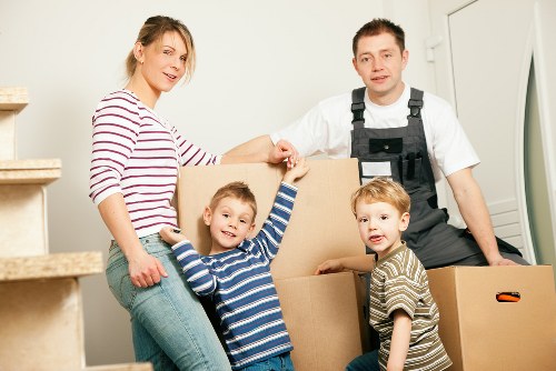 A moving van and packed boxes outside a Hampstead townhouse