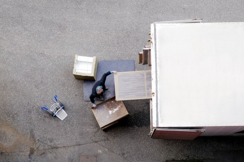 Business relocation checklist and packed office items ready for transport