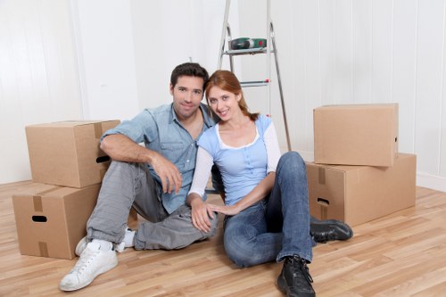 Local moving van transporting furniture and boxes in Hampstead