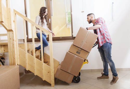 Packed boxes and furniture for a Hampstead flat removal